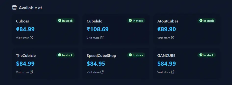 Illustration showing price comparison cards across multiple stores